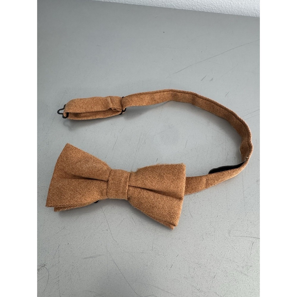 Vintage London Jae Apparel Brown Cotton Neck Bowtie Formal Dress Tie